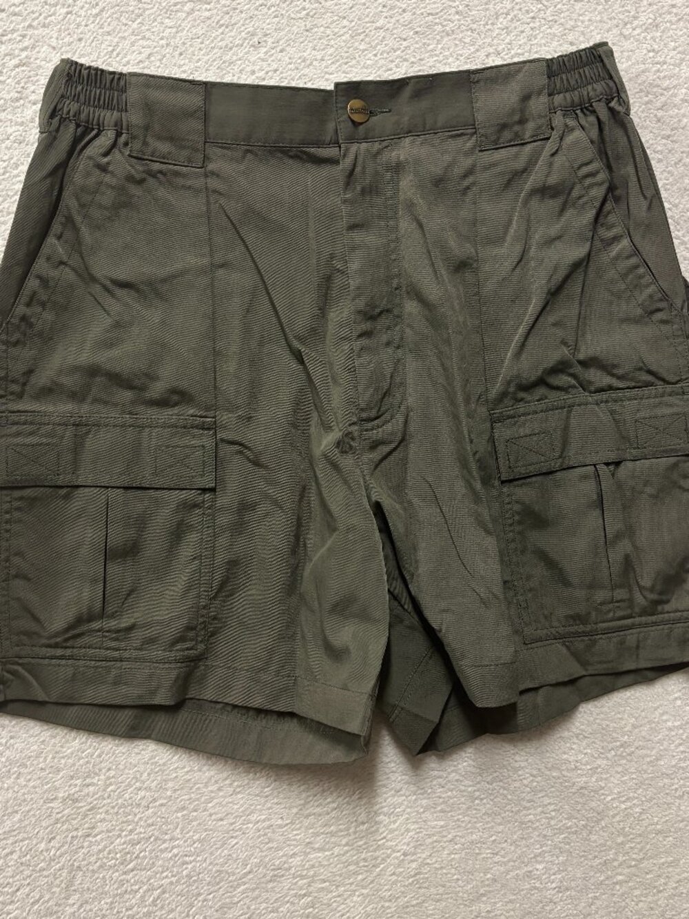 VTG LL Bean Shorts Womens 0 Green Cargo Outdoor Hiking Gorpcore Elastic Waist